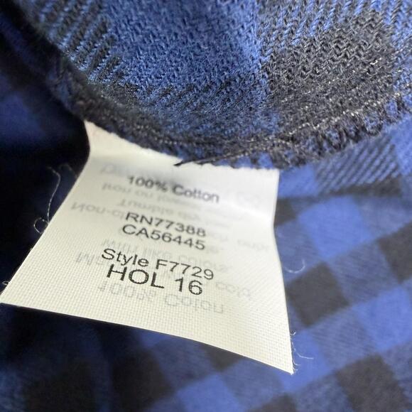Madewell Slim Fit Long Sleeve Blue Black Plaid Flannel Button Up Shirt Women's L - Picture 5 of 11